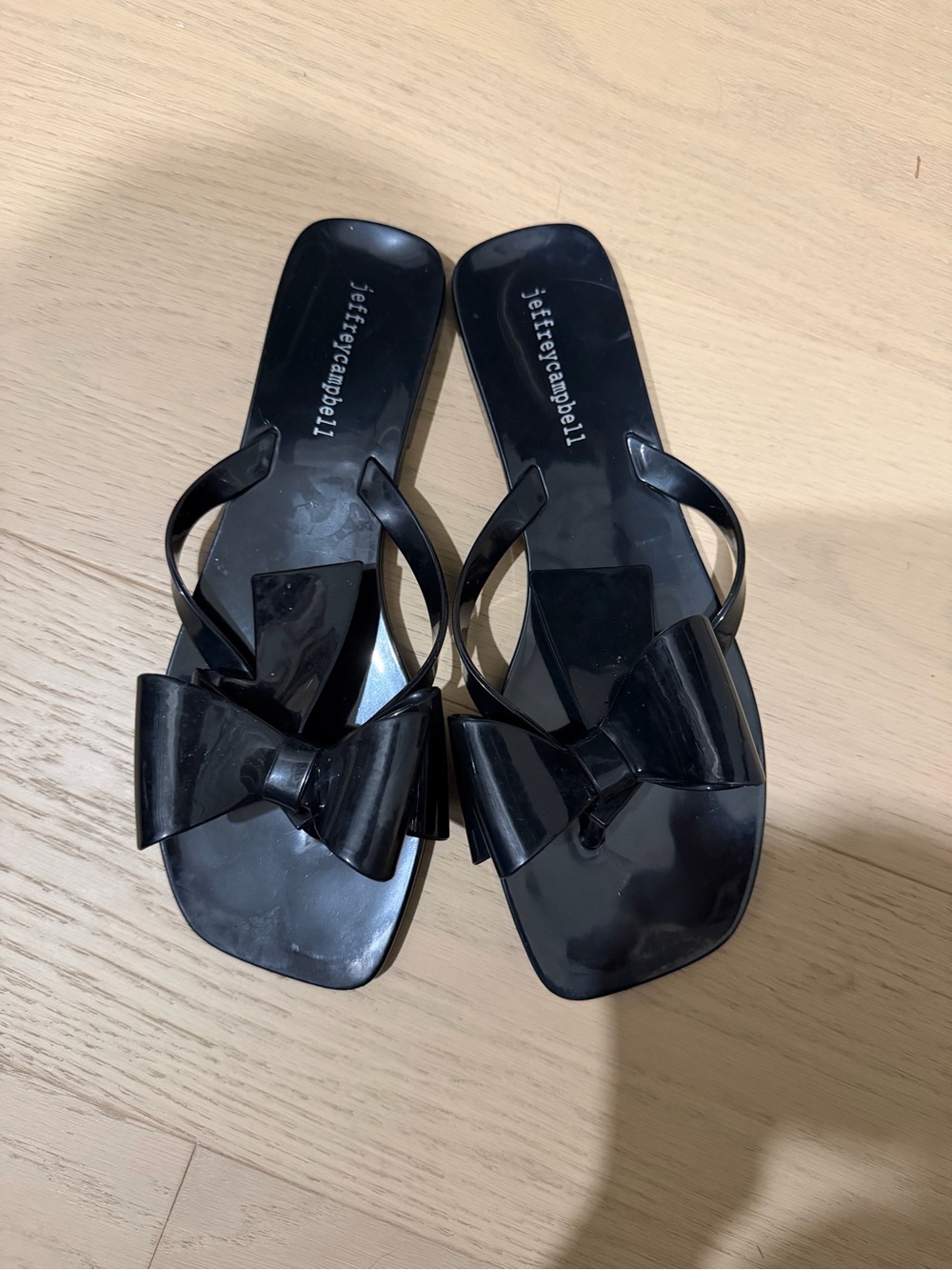 Jeffrey Campbell Black Patent Bow Slide Sandals